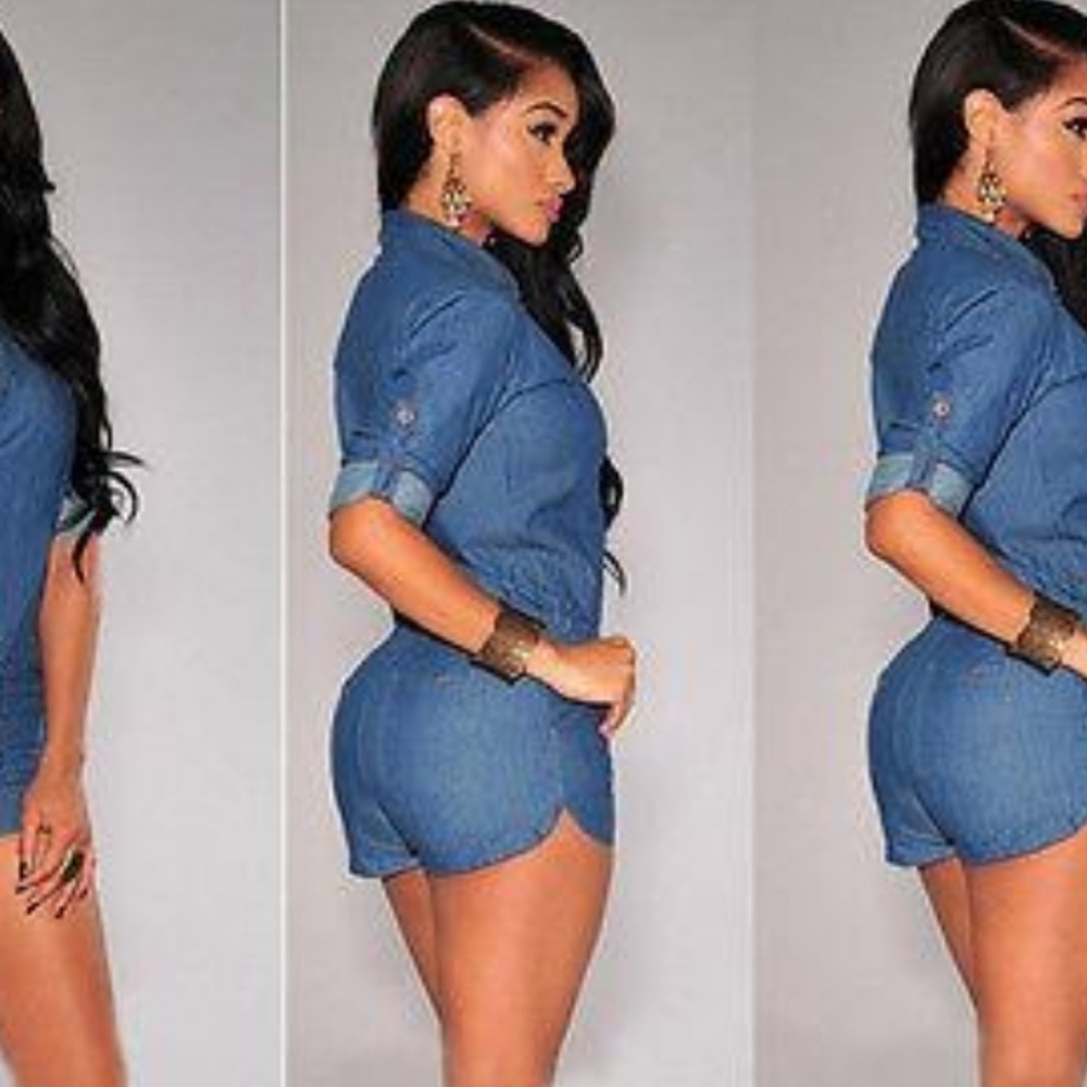 Chambray Button up Romper